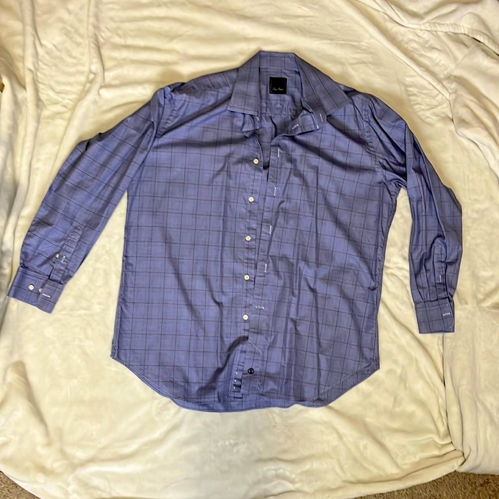Mens Blue Patterned Dress Shirt